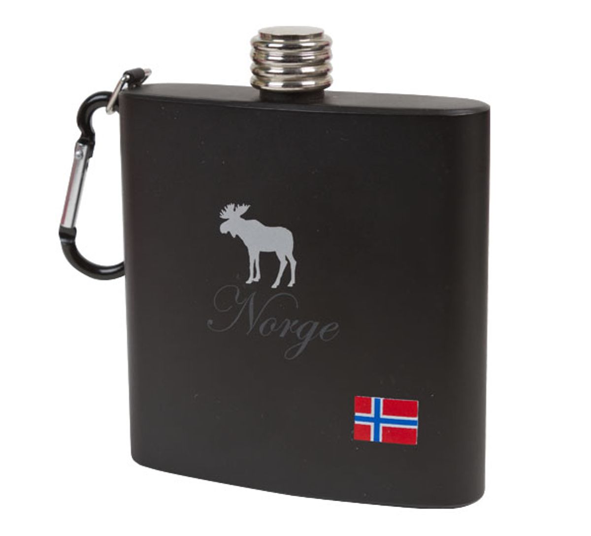 Hip flask with moose and flag
