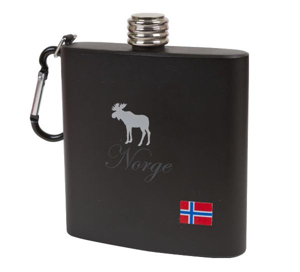 Main Image Hip flask with moose and flag