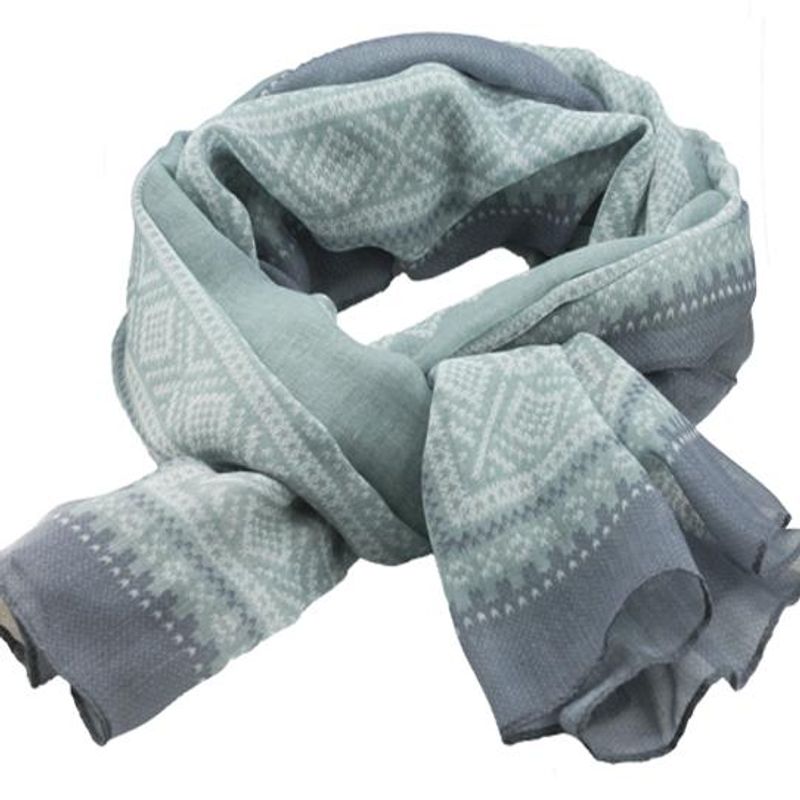 Scarf, MARIUS® pattern, light grey/mint