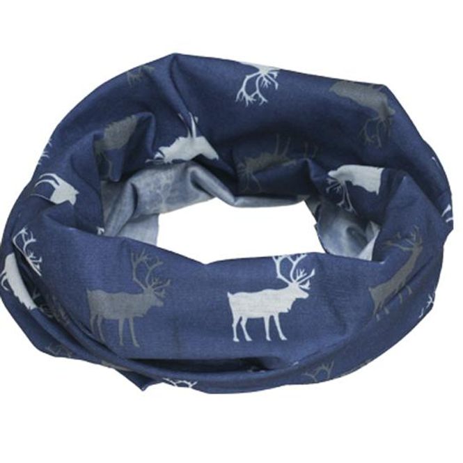 Main Image Neck gaiter with reindeer silhouettes blue/grey