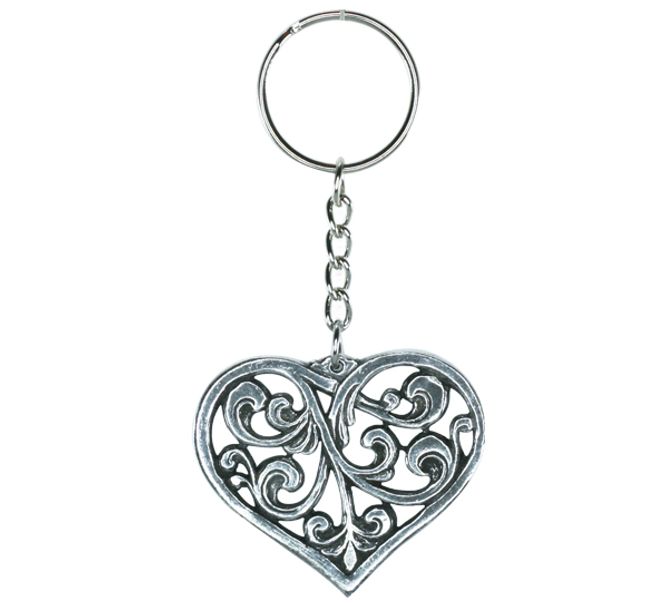 Main Image Key Chain, Rosemaling heart Tinn-Per