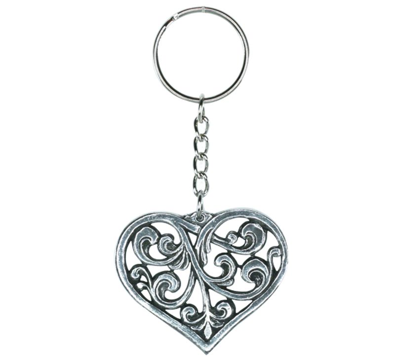 Key Chain, Rosemaling heart Tinn-Per