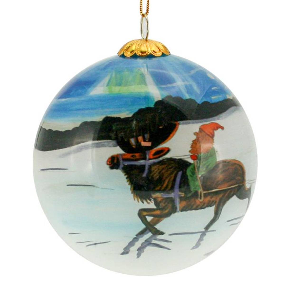 Glass bauble, Elf race under Northern Lights