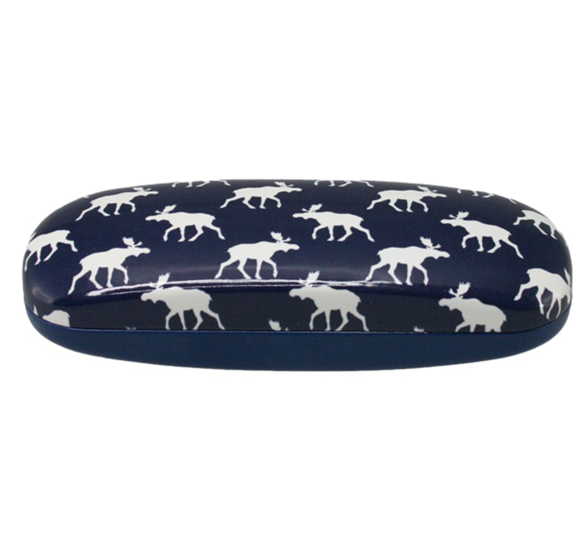 Spectacle case, moose design blue and white