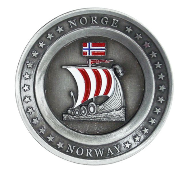 Main Image Magnet, round plate with viking ship