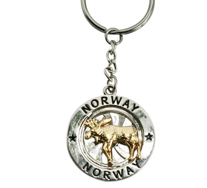 Main Image Keychain with spinner, gold / silver, moose