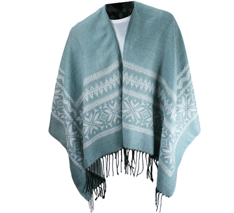 Poncho, Star pattern, ice blue