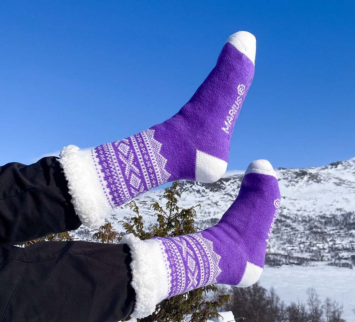 Snuggle socks, MARIUS® pattern, purple/white