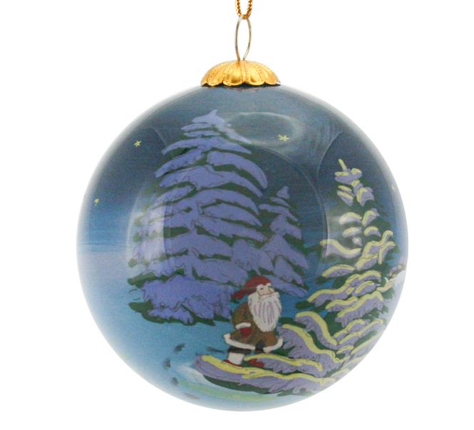 Main Image Glass bauble, Santa in the forest