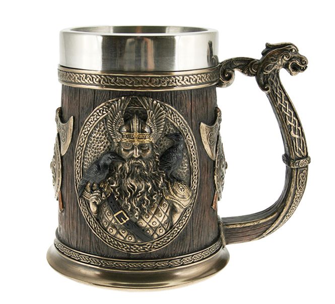 Main Image Viking mug with vikings and axes