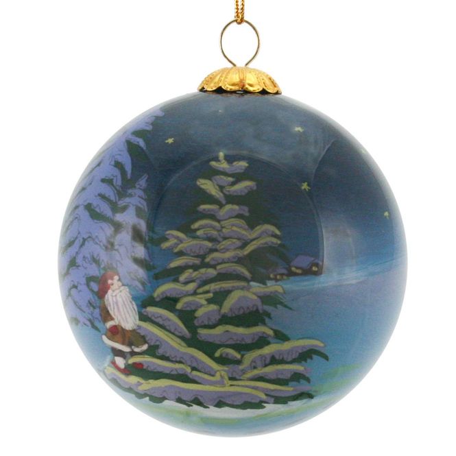 Main Image Glass bauble, Santa in the forest