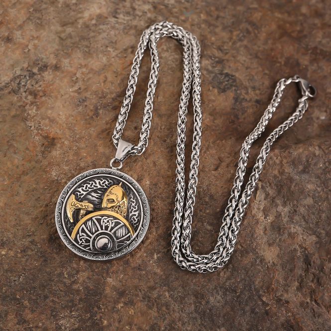 Main Image Viking necklace, Viking with shield