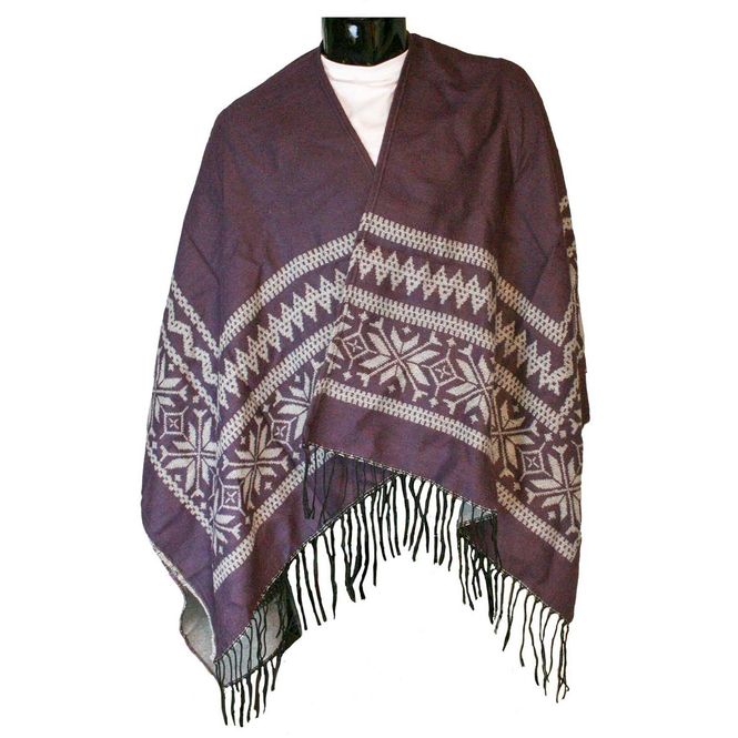 Main Image Poncho, Star pattern, purple