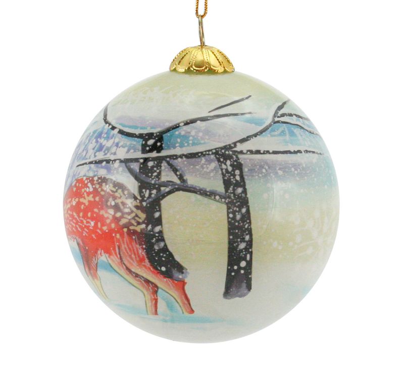 Glass bauble, Santa with deer