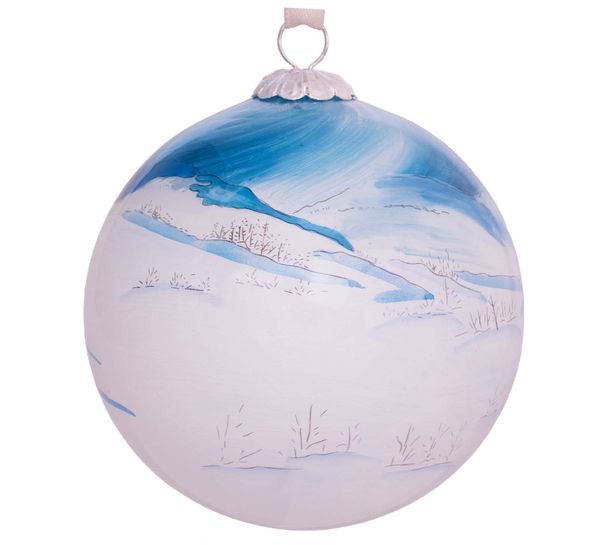 Main Image Hand painted glass bauble, Towards, the Mountain ...