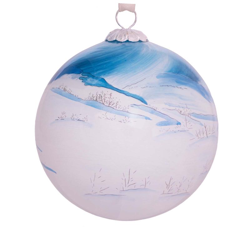 Hand painted glass bauble, Towards, the Mountain is calling