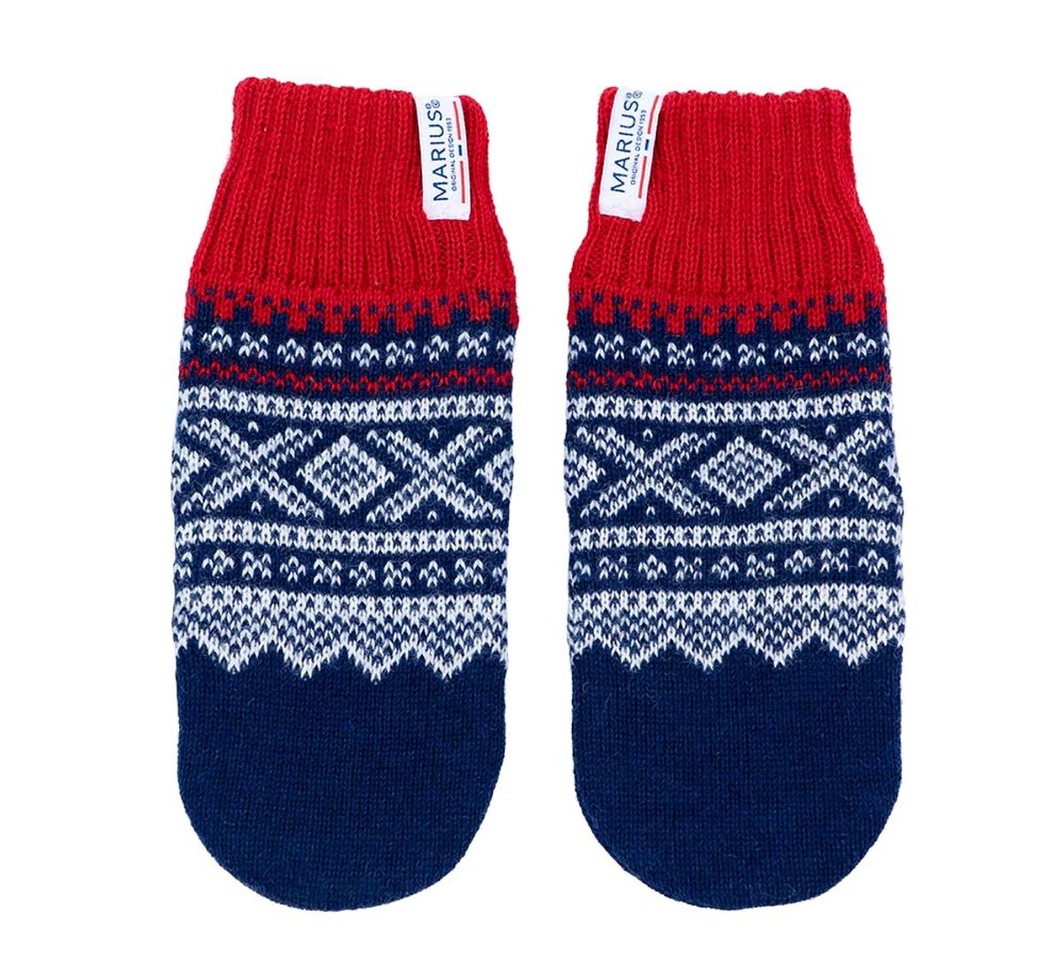 Woollen mittens, MARIUS® pattern, blue