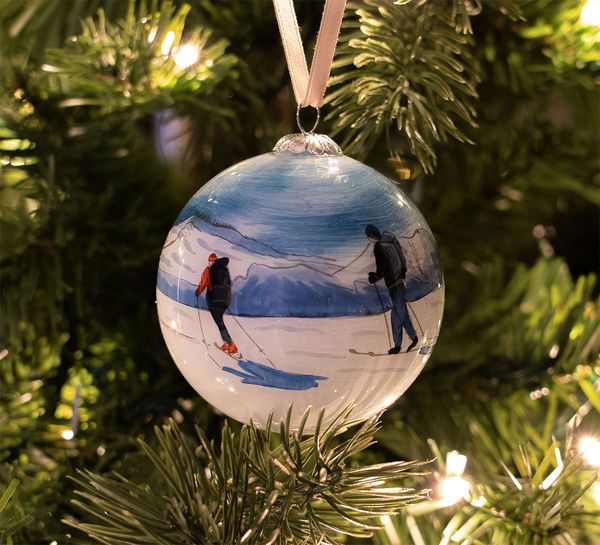 Main Image Hand painted glass bauble, Upwards, the Mountain ...