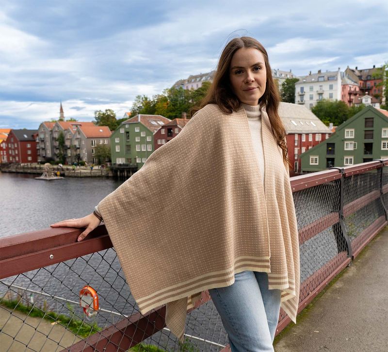 Poncho, Islender, sand/white