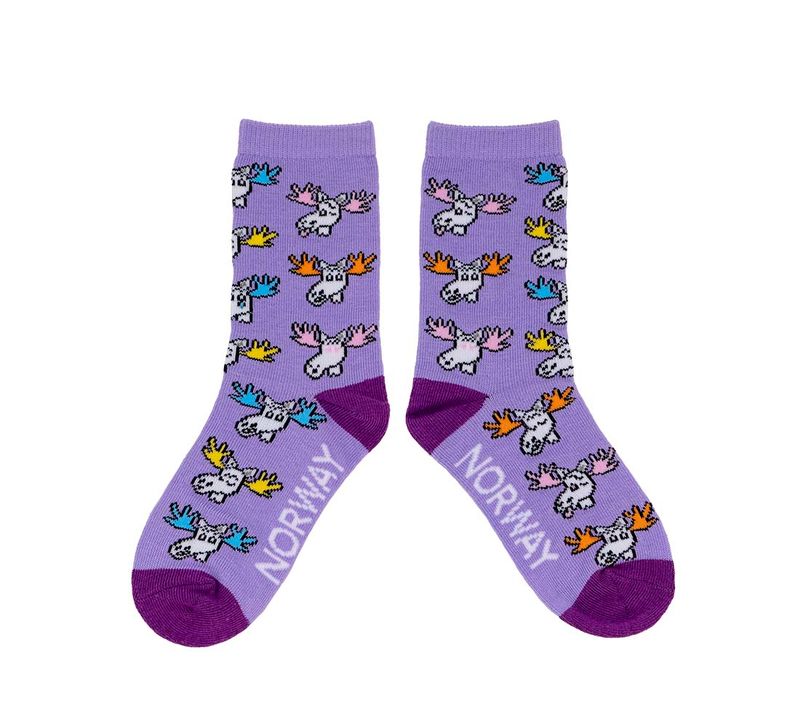 Kid's socks, Funny Moose, purple