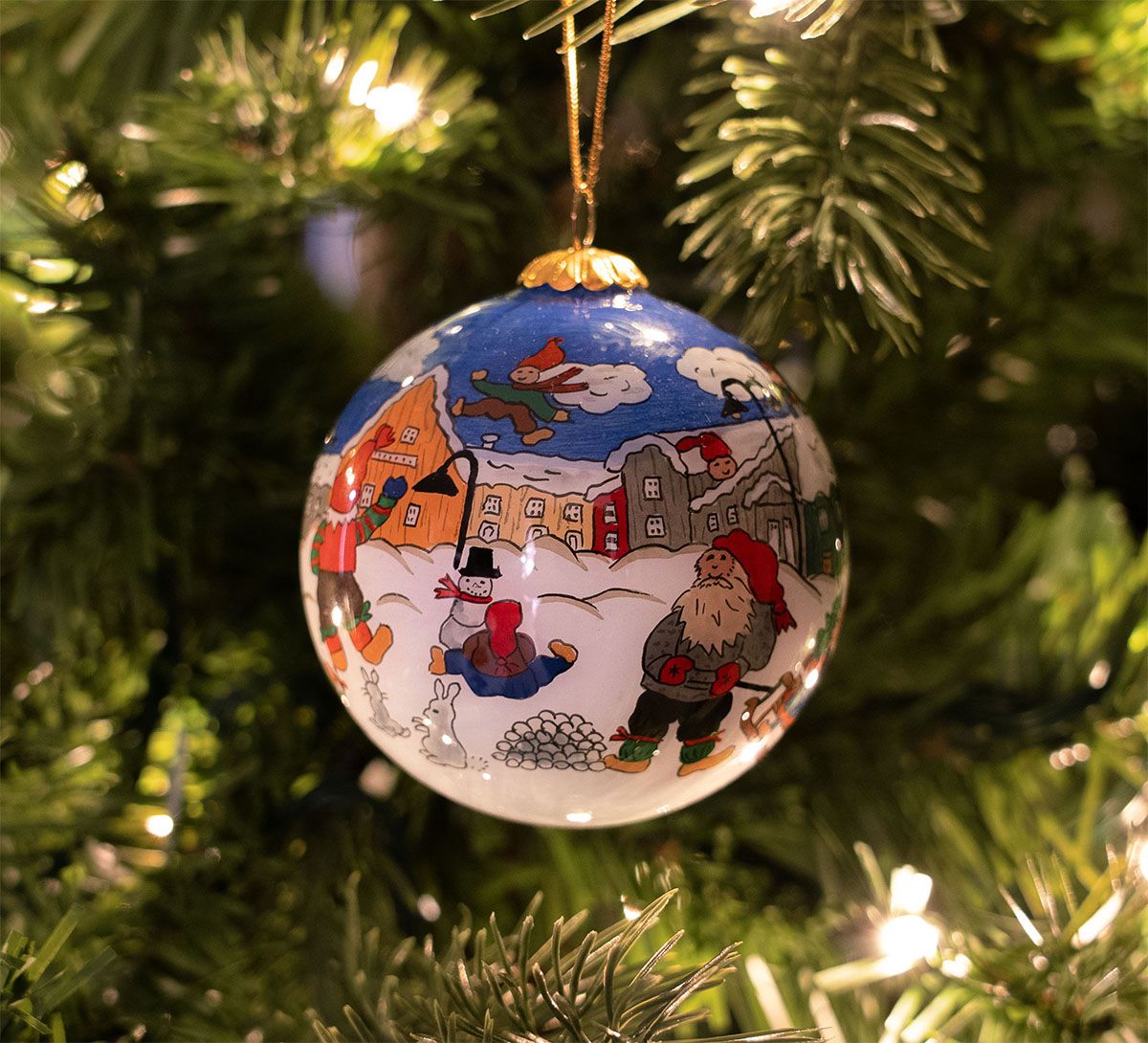 Christmas bauble, Santa's children playing
